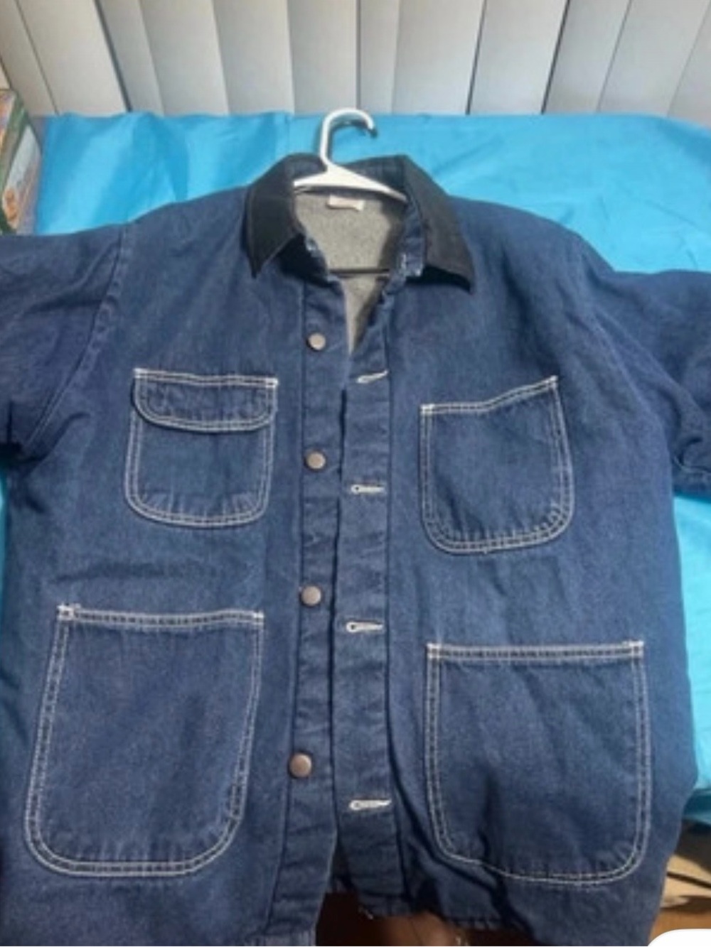 Source Unknown Dark Blue Denim Jacket with Black Collar